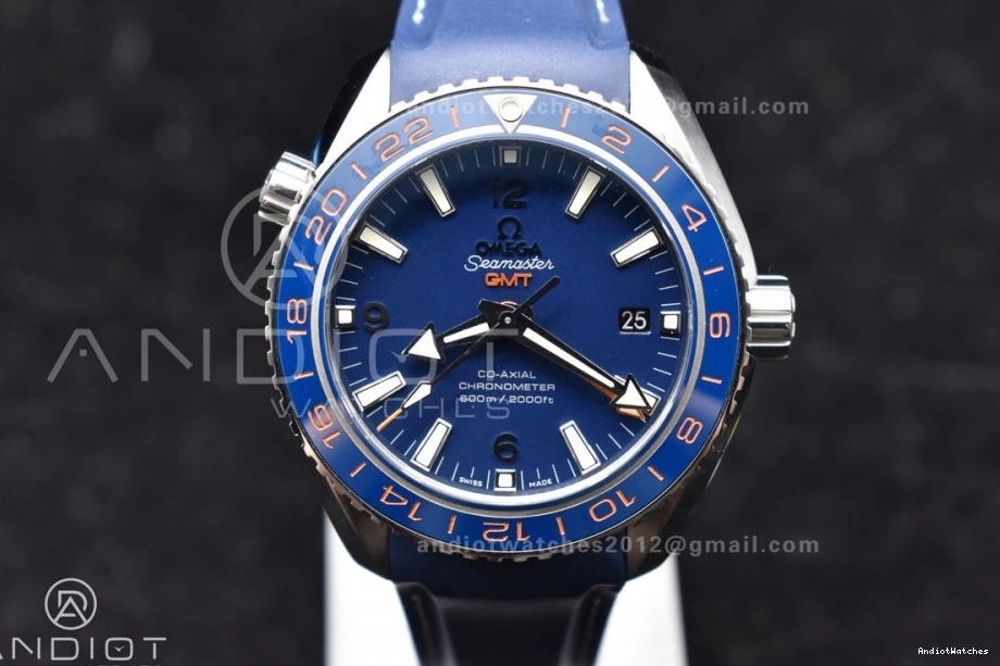 Clone Ocean Co-Axial Dial Super Strap Blue GMT A8605 600M Best Blue VSF on Edition Ceramic Trendsetting Planet 43.5mm Bezel 1009 Rubber 1:1 0313